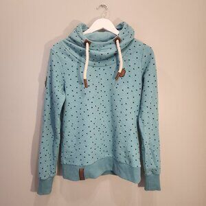 Naketano Sweatshirt Hoodie - Teal Blue with Stars Cowl Hood - Size M